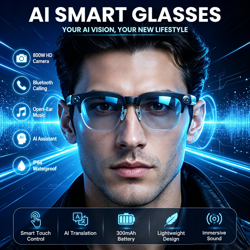 Audio Music Videos - W630 Smart Glasses 800W HD Camera