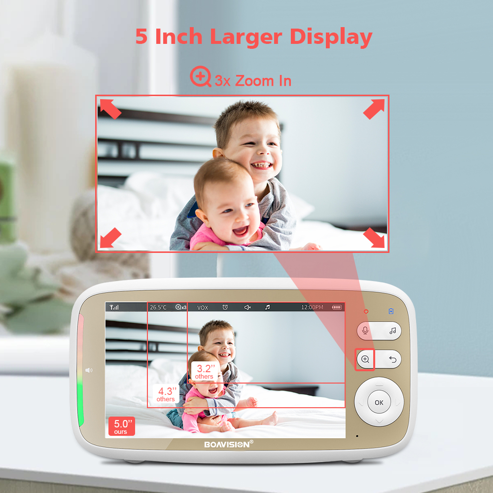 VB803 Baby Monitor 5 Inch 720P - Audio Music Videos ulasan dan harga