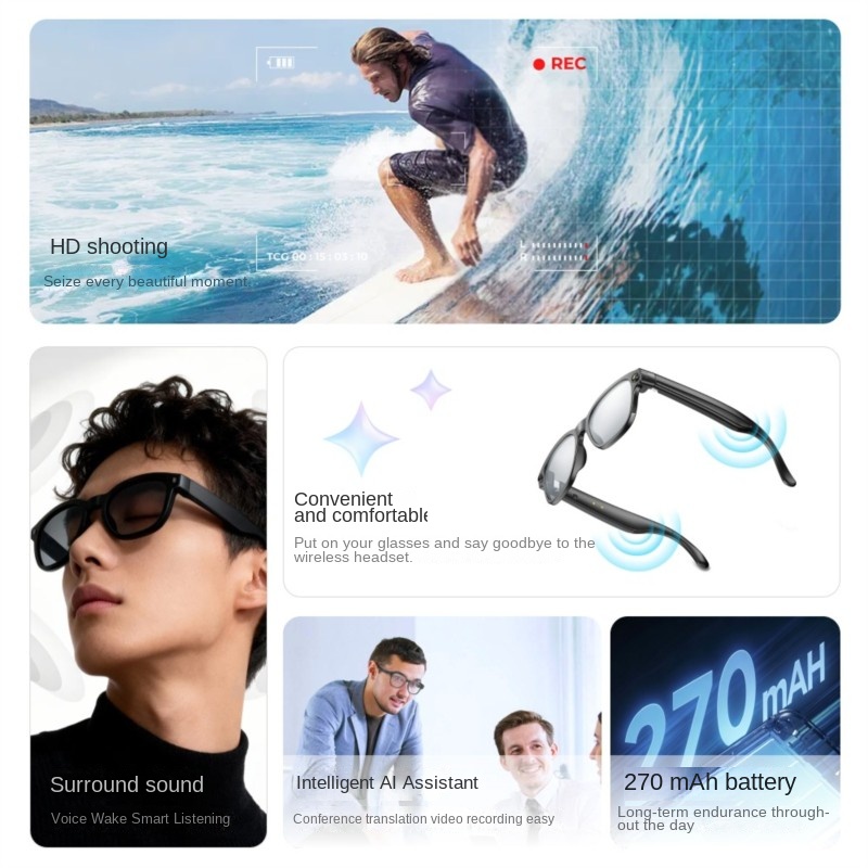 AI Smart Glasses 800W Camera M - Audio Music Videos ulasan dan harga