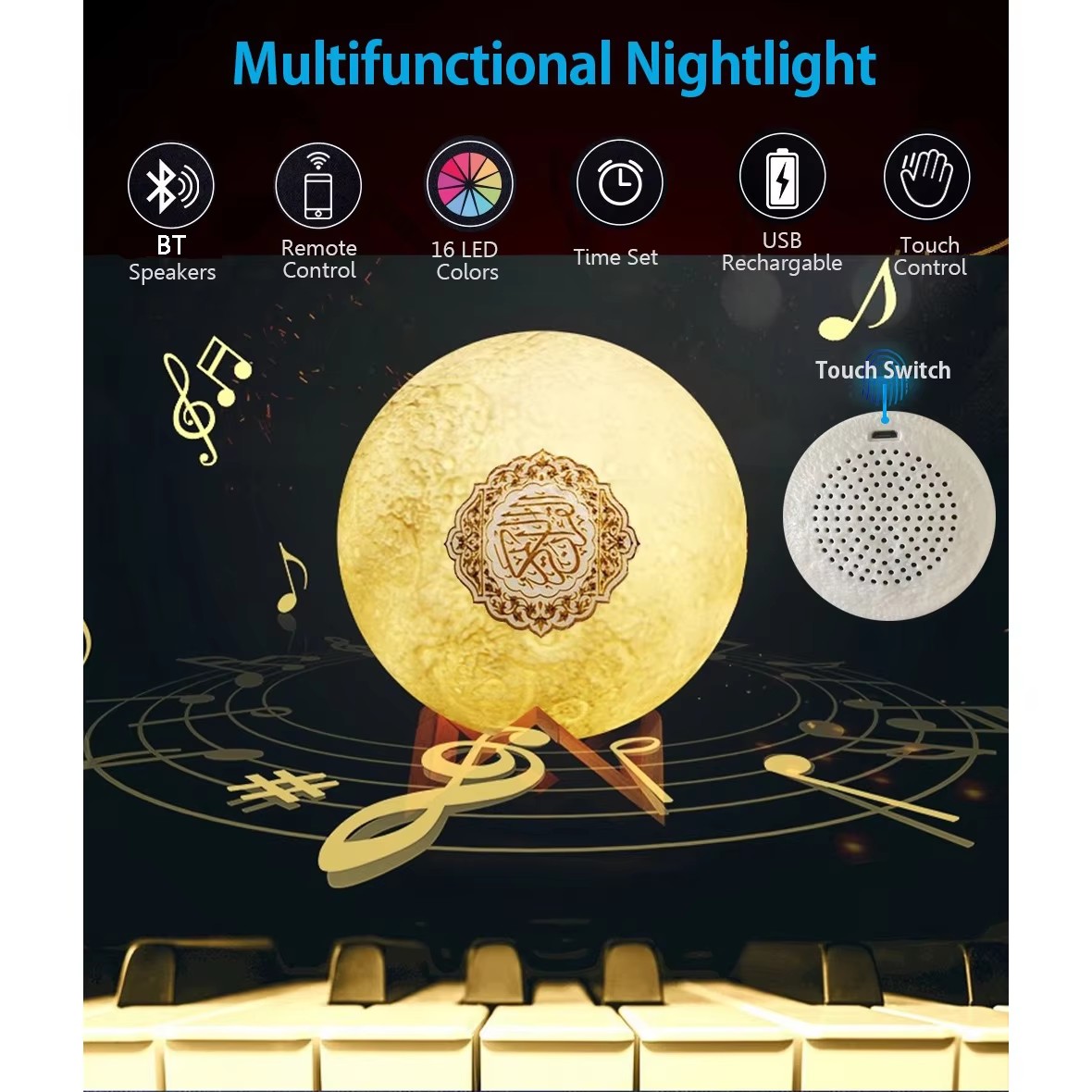Night Light Wireless Bluetooth - Audio Music Islamic ulasan dan harga