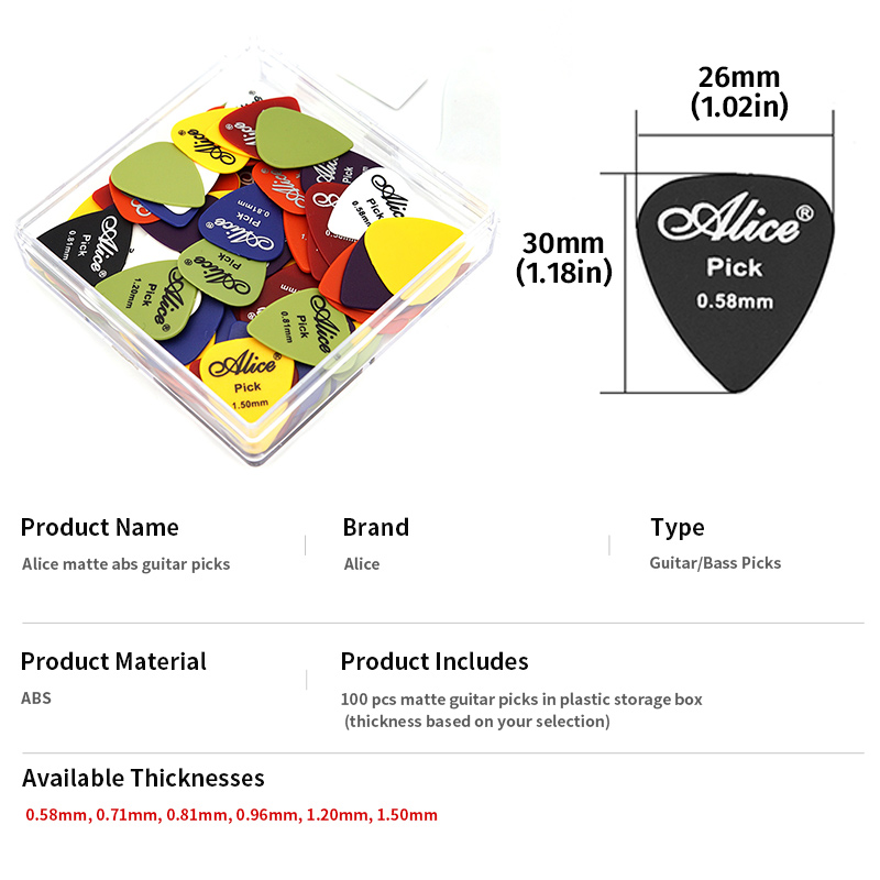 Alice Guitar Picks 100pcs Matt - Electric Guitar Pick Pack ulasan dan harga